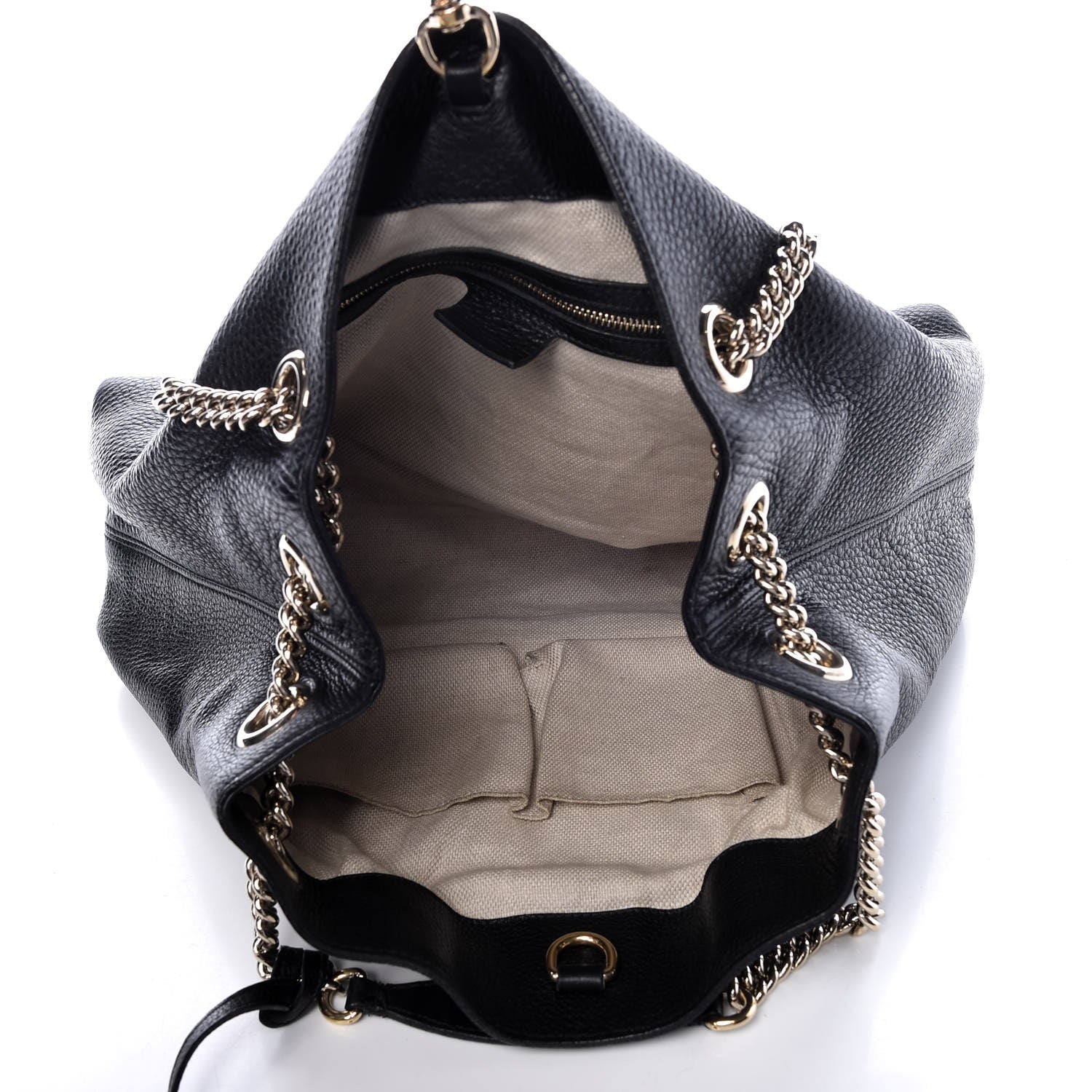 Gucci Pebbled Calfskin Medium Soho Chain Shoulder Bag Black 5 of 7