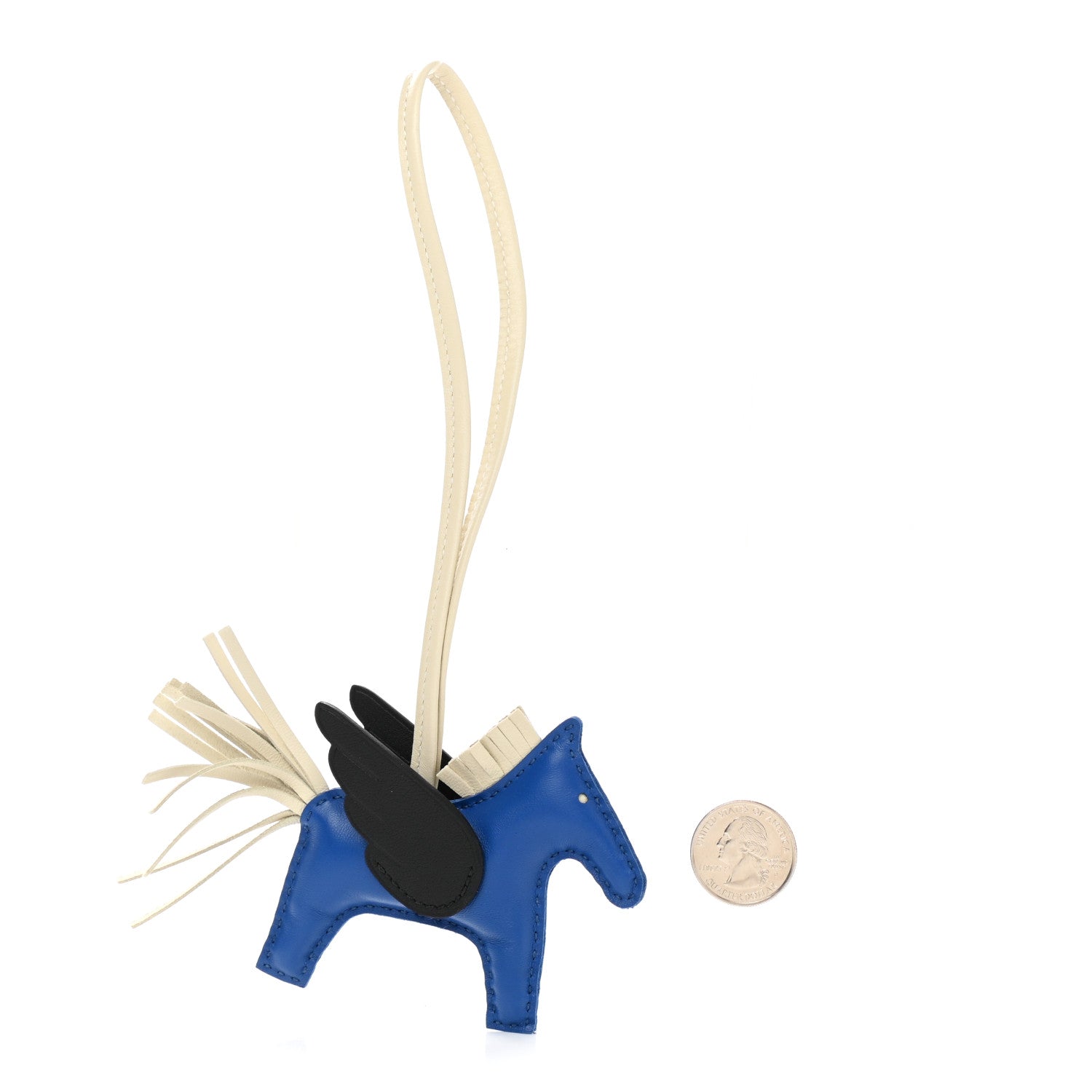Hermes Milo Lambskin Grigri Rodeo Pegase Horse Bag Charm PM Bleu France Nata Black 2 of 5