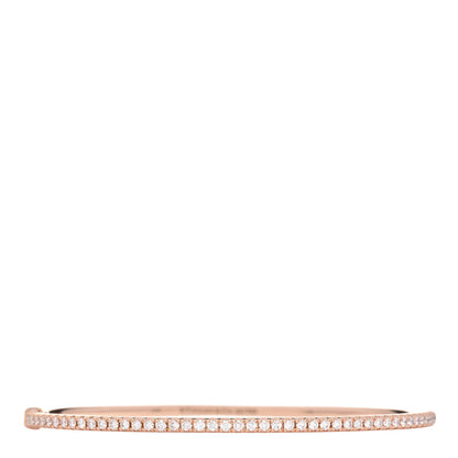 Tiffany 18K Rose Gold Diamond Metro Hinged Bangle Bracelet 1 of 3