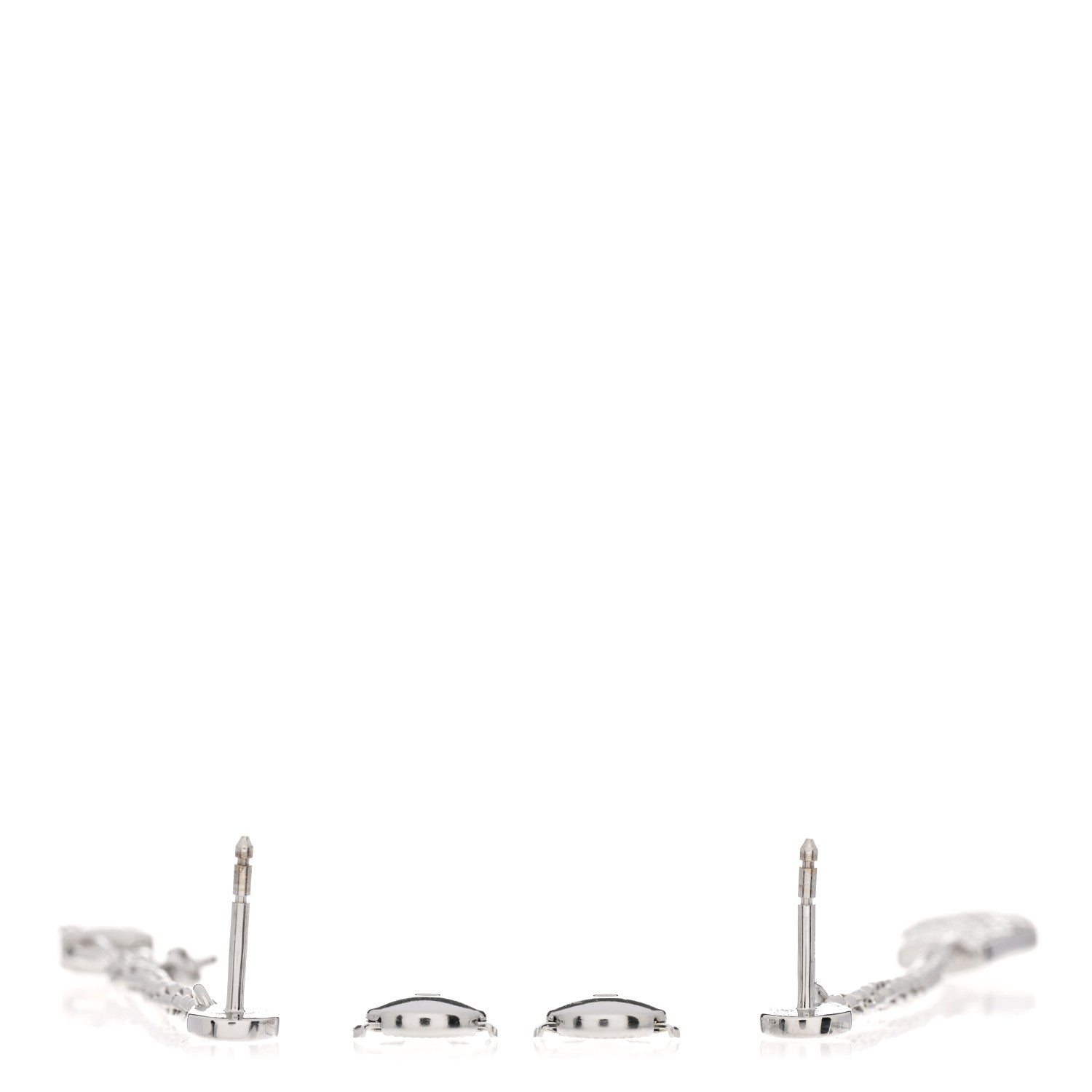 Hermes 18K White Gold Diamond Kelly Clochette Drop Earrings 3 of 5