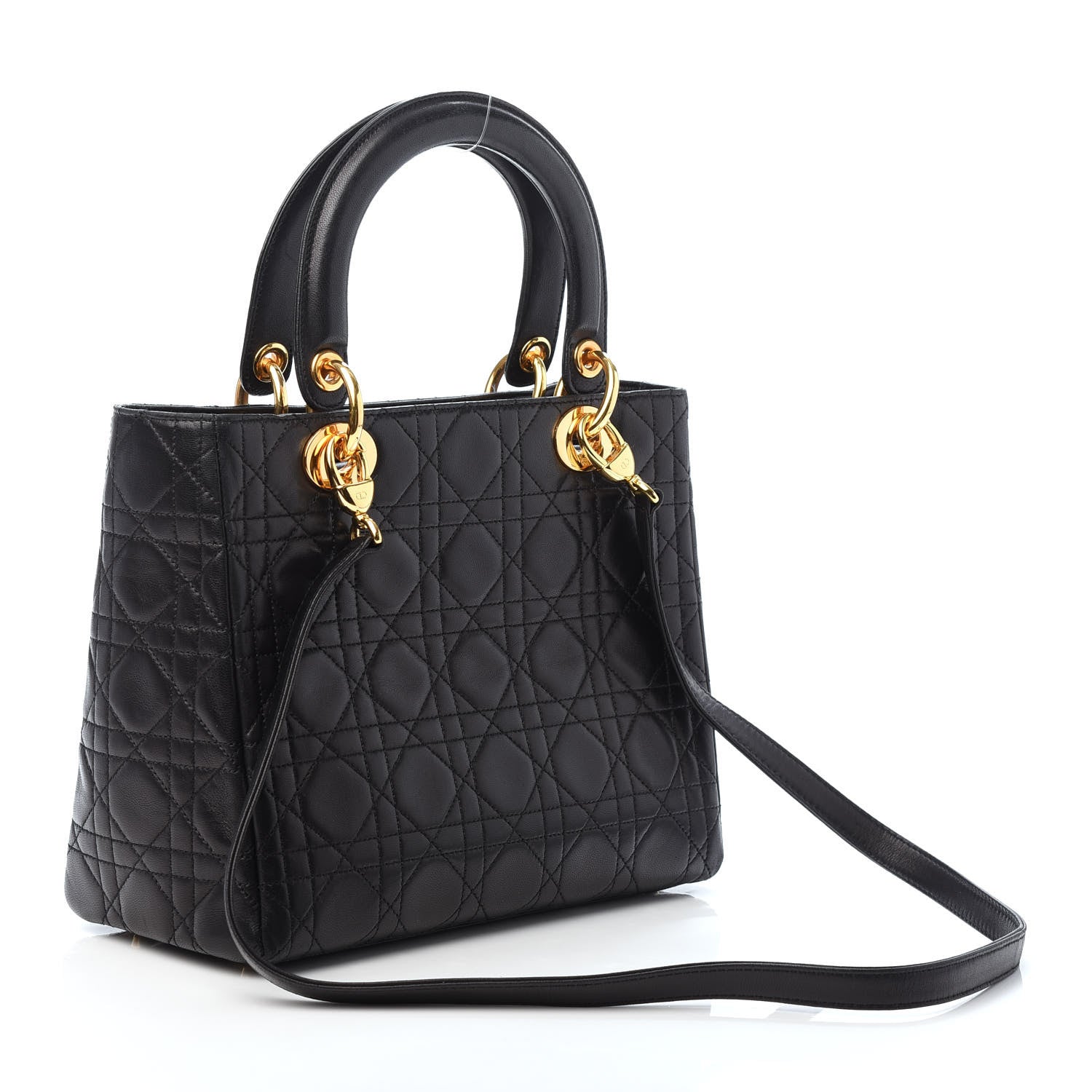 Christian Dior Lambskin Cannage Medium Lady Dior Black 3 of 9