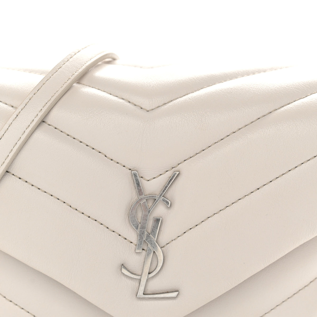 Saint Laurent Calfskin Y Quilted Monogram Toy Loulou Crossbody Bag Crema Soft 8 of 12