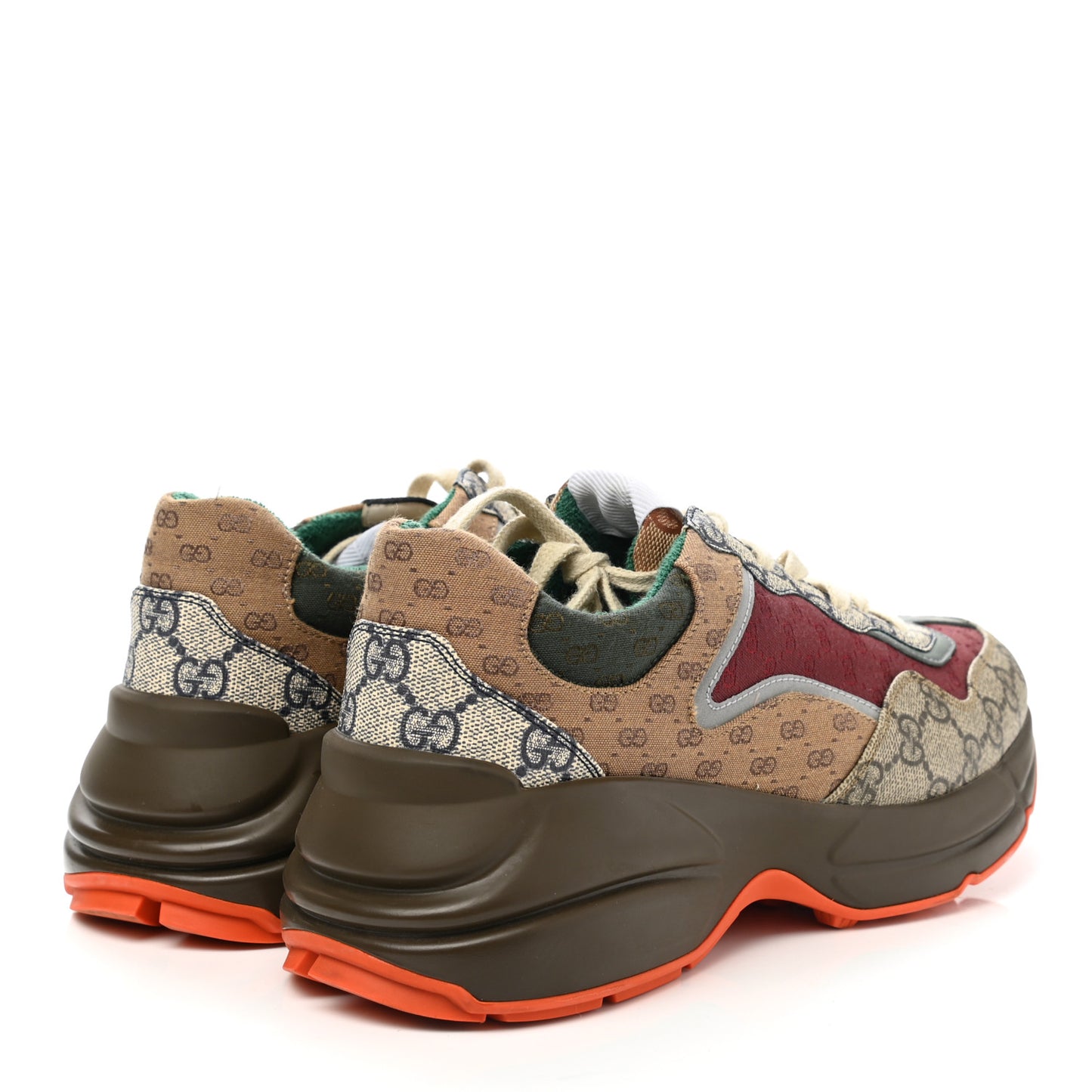 GG Supreme Monogram Mix Monogram Womens Rhyton Sneakers 39.5 Bordeaux Beige Ebony