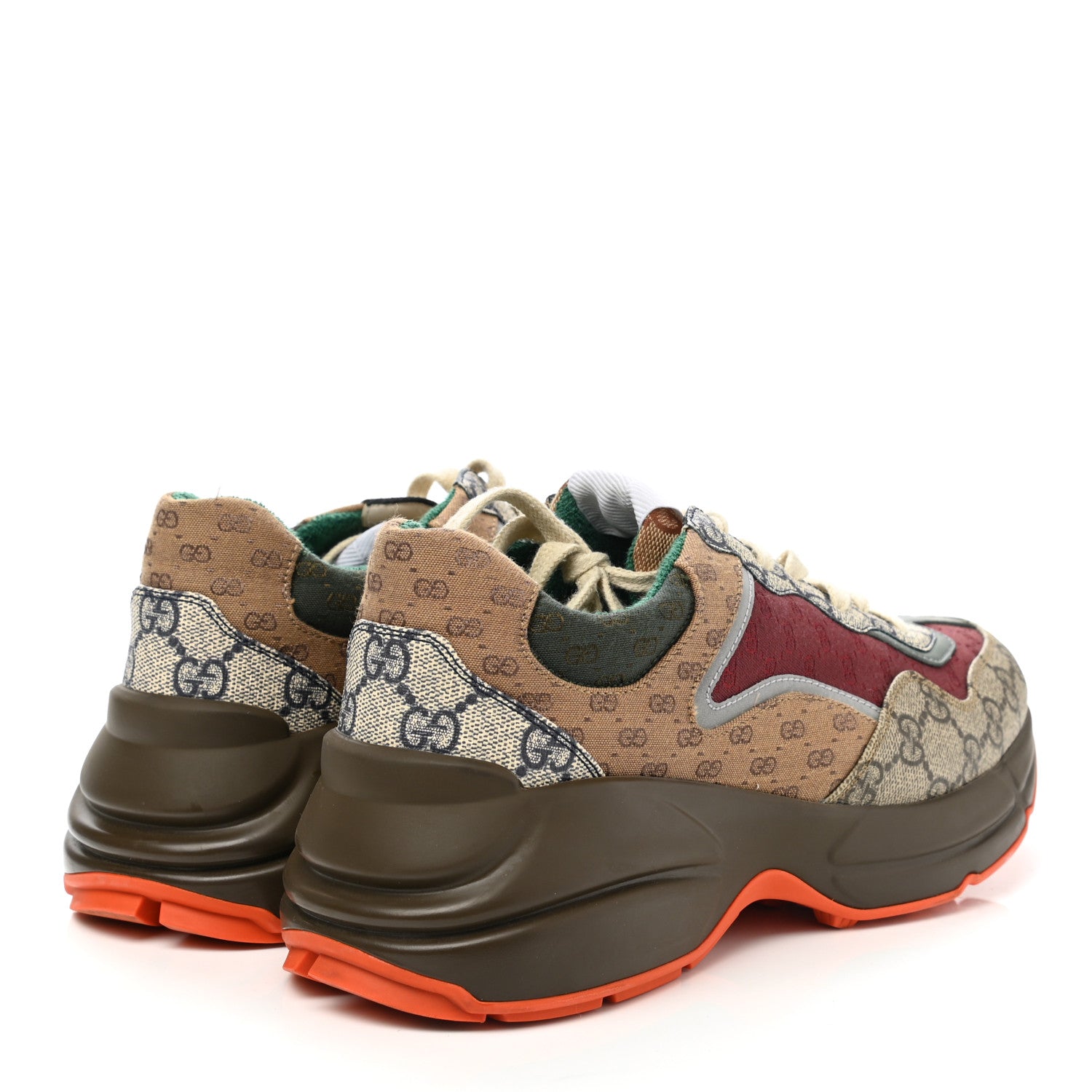 Gucci GG Supreme Monogram Mix Monogram Womens Rhyton Sneakers 39.5 Bordeaux Beige Ebony 4 of 13