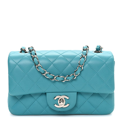 Chanel Lambskin Quilted Mini Rectangular Flap Light Blue 1 of 10