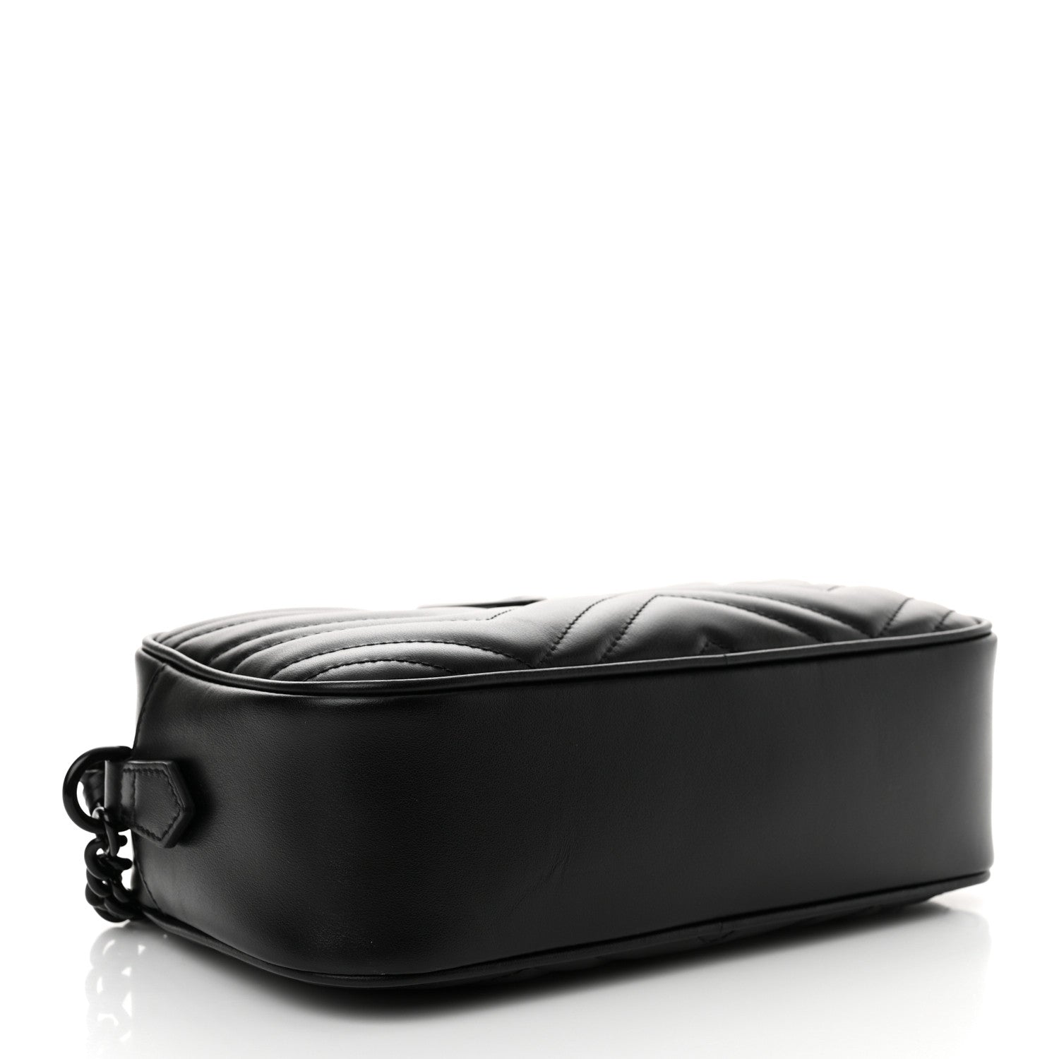 Gucci Calfskin Matelasse Monochrome Small GG Marmont Chain Shoulder Bag Black 4 of 13