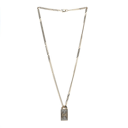 Chanel Crystal Dog Tag Charm Necklace Gold 3 of 7