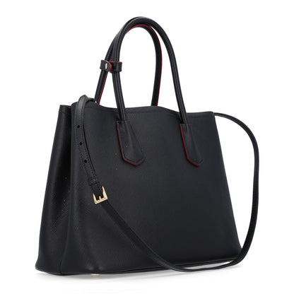 Prada Saffiano Cuir Medium Double Bag Black Fuoco 2 of 10