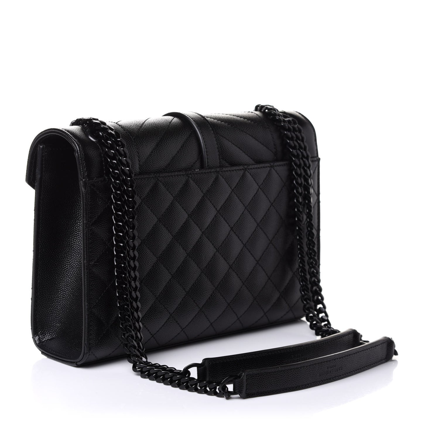 Grain De Poudre Textured Mixed Matelasse Triquilt Medium Monogram Satchel Black