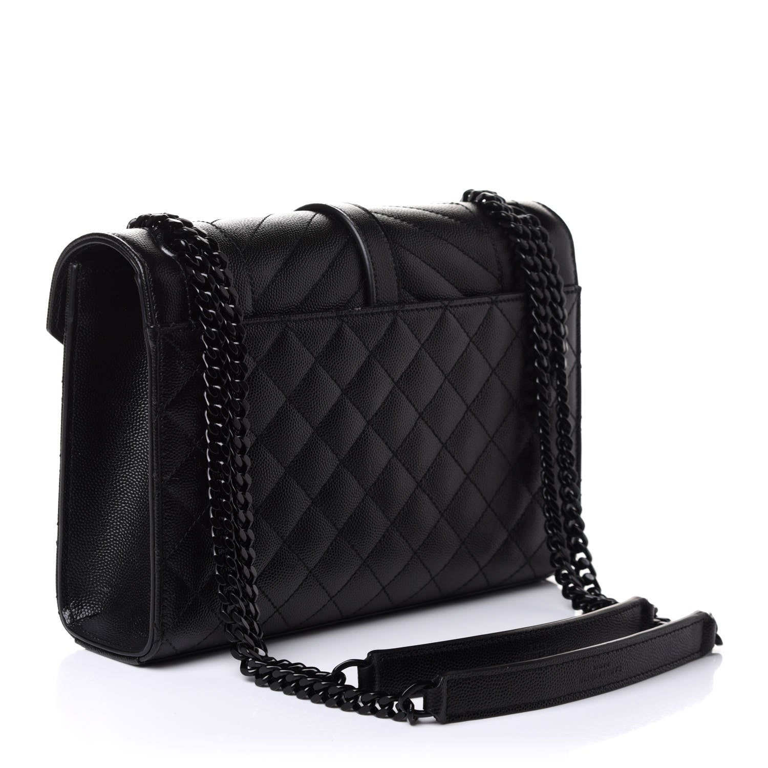 Saint Laurent Grain De Poudre Textured Mixed Matelasse Triquilt Medium Monogram Satchel Black 3 of 10