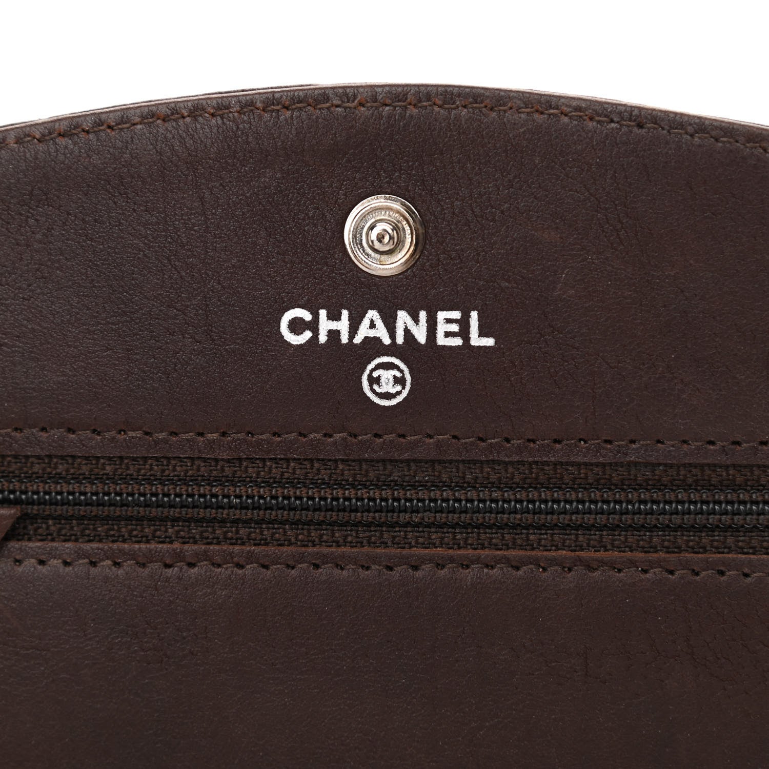 Chanel Caviar Timeless CC Wallet On Chain WOC Dark Brown 5 of 11