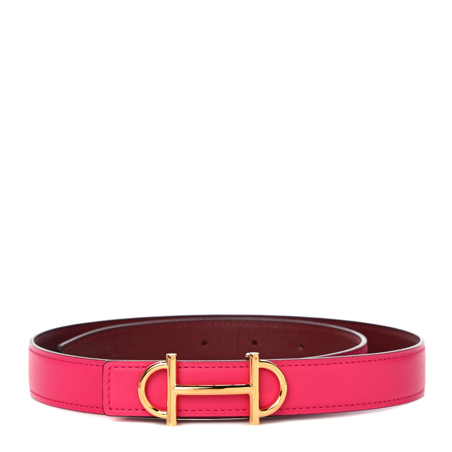 Hermes Swift Epsom 24mm Gamma Belt 75 Rose Mexico Rouge H 1 of 9