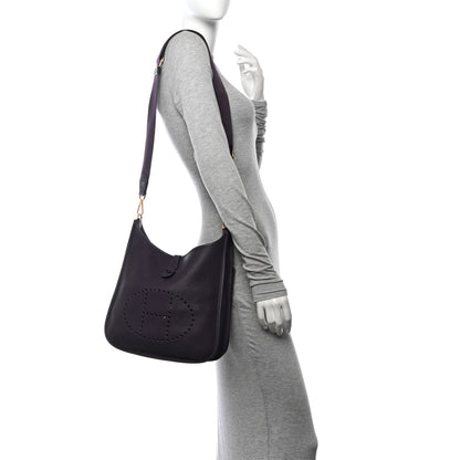 Hermes Taurillon Clemence Evelyne III PM Raisin 2 of 11
