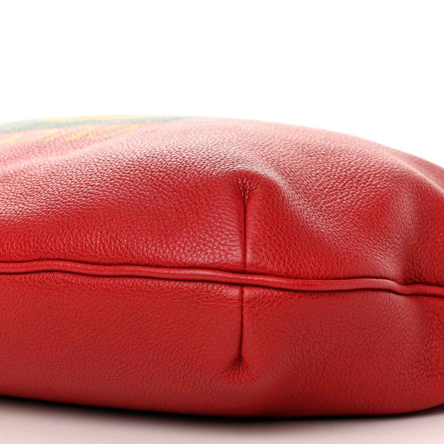 Grained Calfskin Logo Half Moon Hobo Red