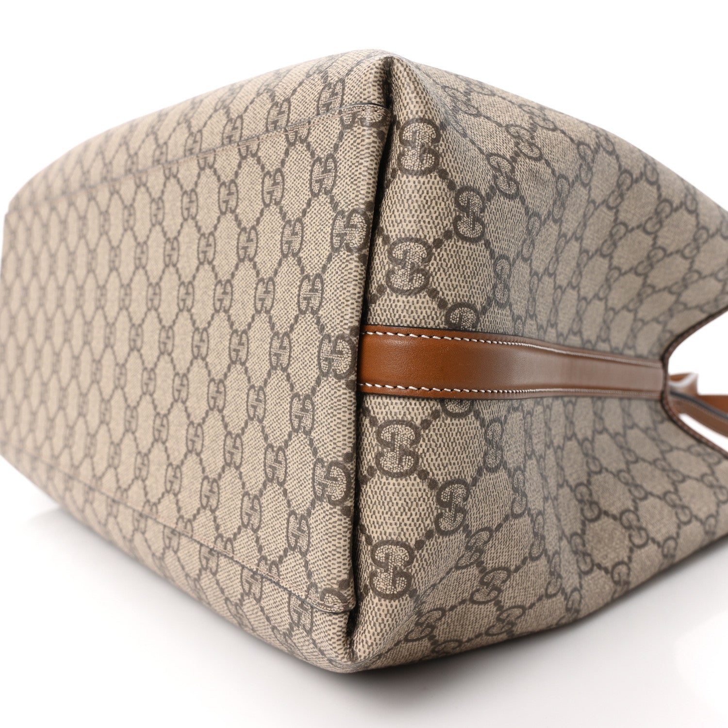 Gucci GG Supreme Monogram Emblem Large Tote Bag Beige Dark Brown