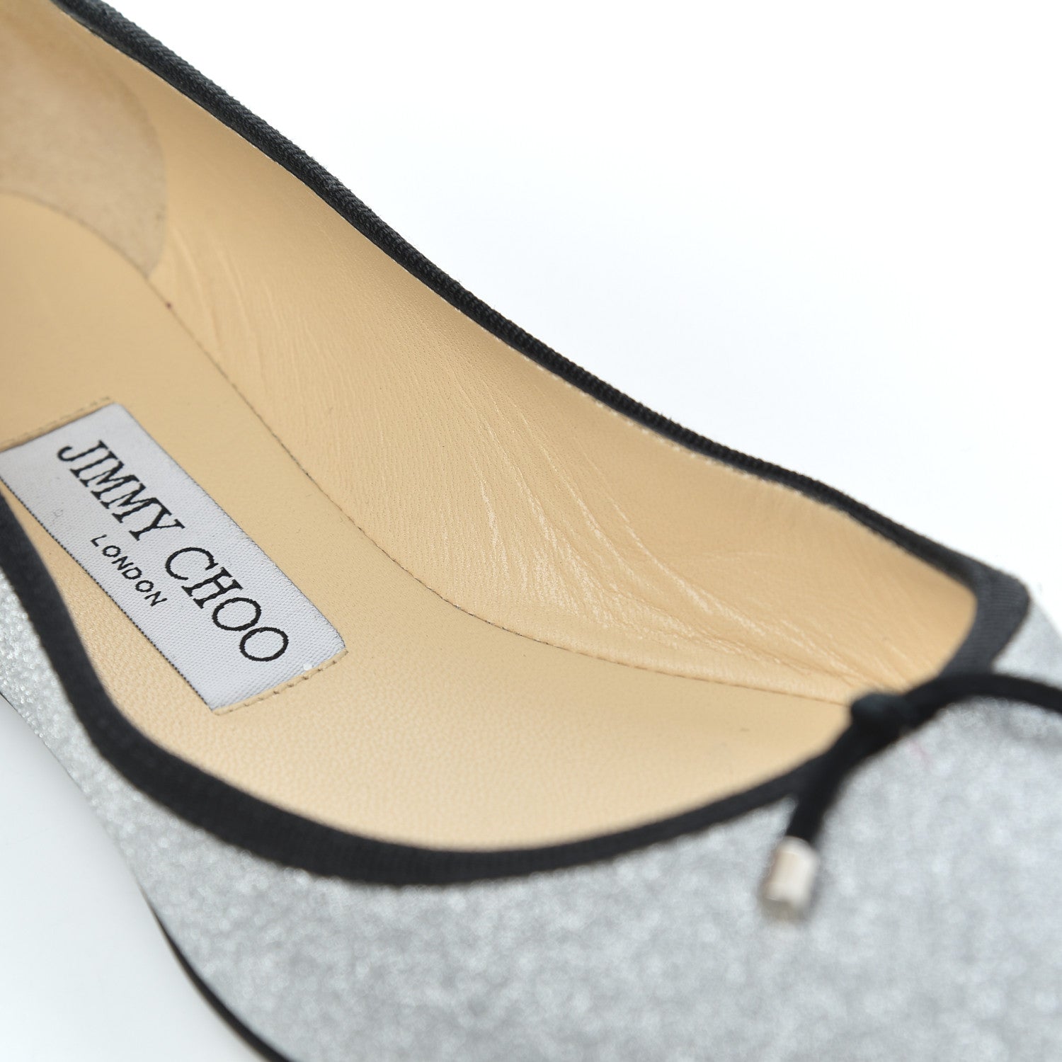 Jimmy Choo Dusty Glitter Ballet Flats 37 Silver 10 of 17