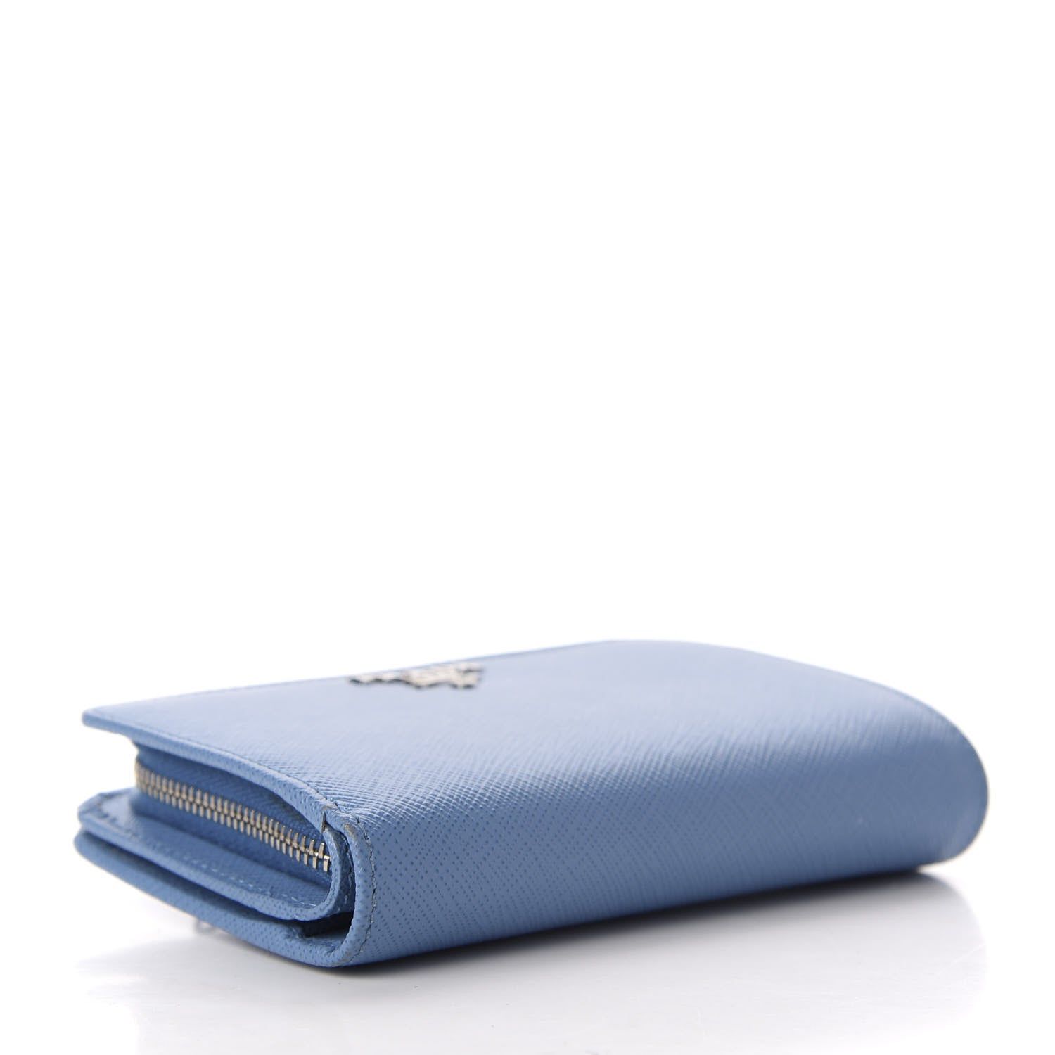 Prada Saffiano Metal Compact Wallet Bluette Mare 4 of 8