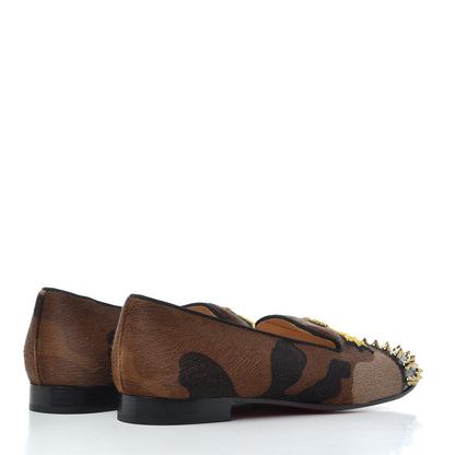 Christian Louboutin Pony Hair Print Spikes Womens Intern Flat Loafers 38 Camo Black 4 of 14