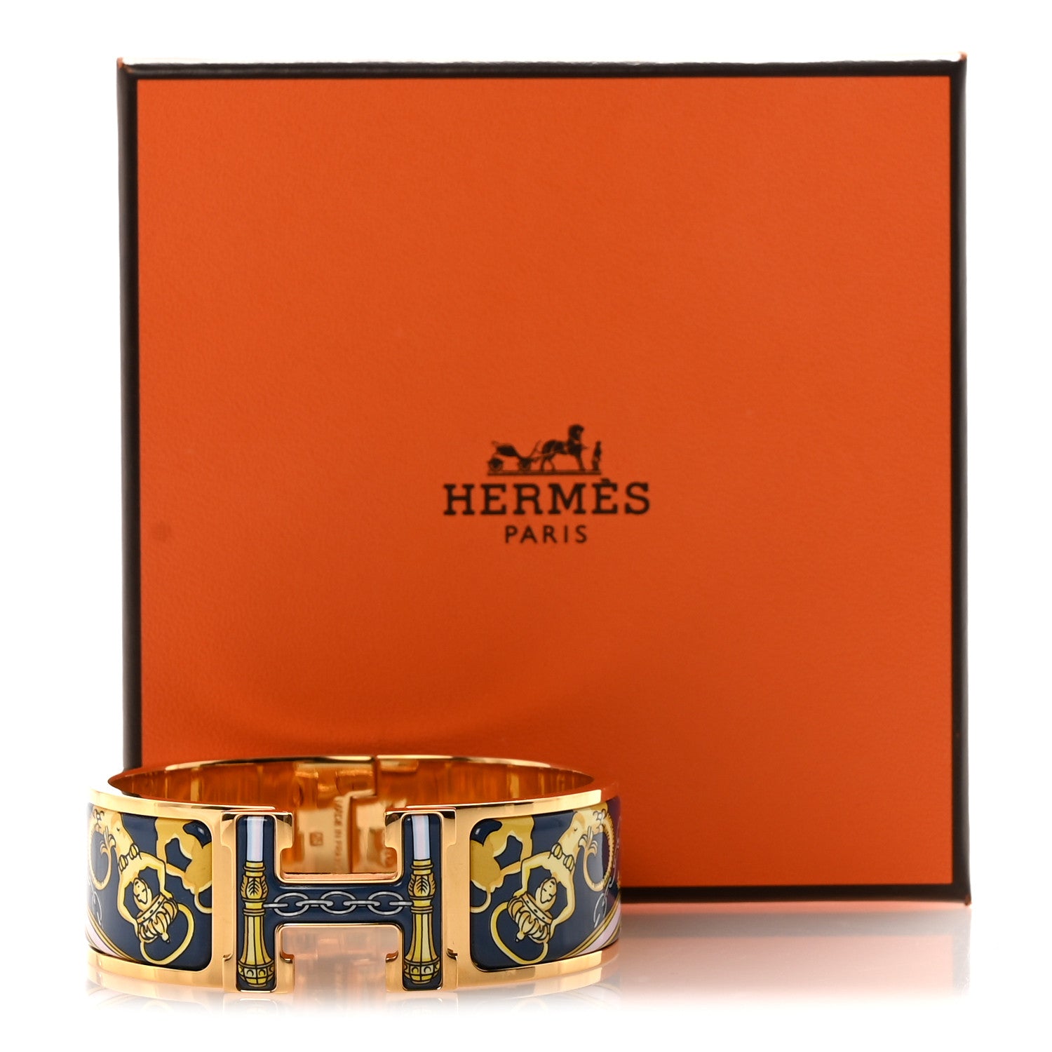 Hermes Enamel Printed Wide Musee Clic Clac H Bracelet PM Ecume 5 of 5