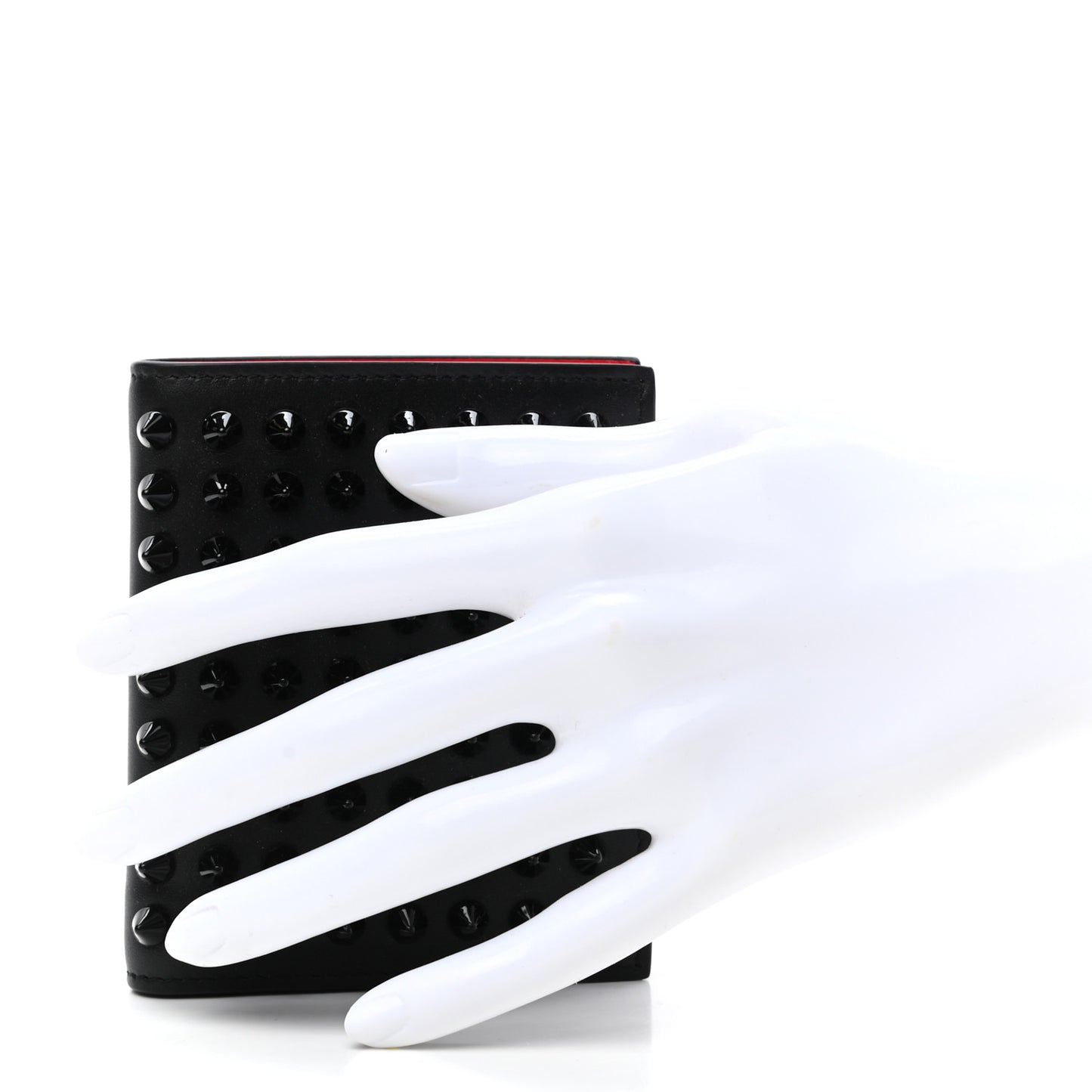Calfskin Spiked Bi-Fold Wallet Black