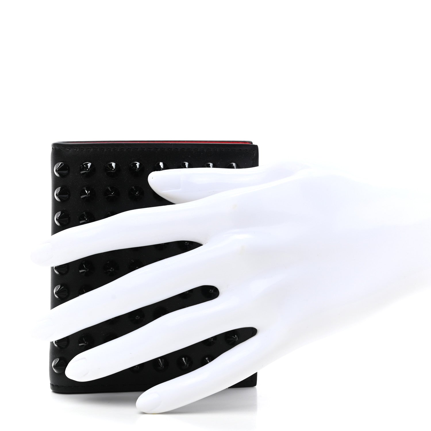 Christian Louboutin Calfskin Spiked Bi-Fold Wallet Black 2 of 8