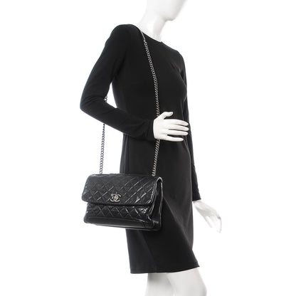 Chanel Aged Calfskin Quilted Tag Flap Black 2 of 8