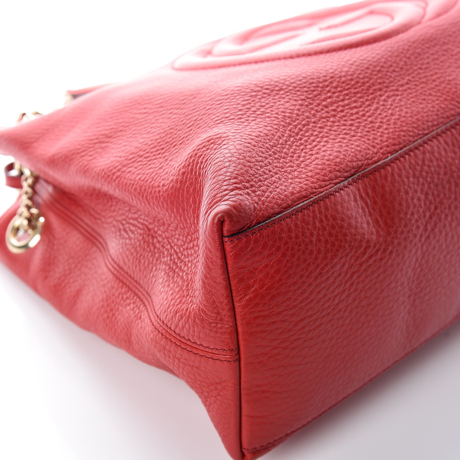 Gucci Pebbled Calfskin Medium Soho Chain Shoulder Bag Tabasco Red 11 of 13