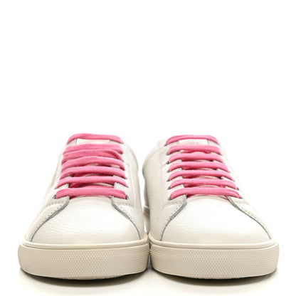 Saint Laurent Grained Calfskin Andy Low Top Sneakers 38.5 White Pink 2 of 8