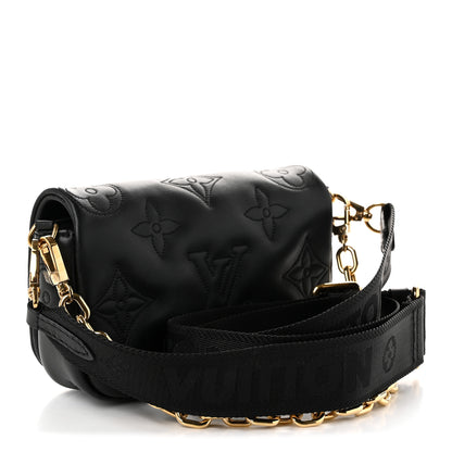 Louis Vuitton Calfskin Bubblegram Wallet On Strap Black 3 of 10