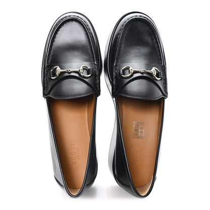 Gucci Kama Calfskin Horsebit Womens Wedge Platform Loafers 40 Black 2 of 9