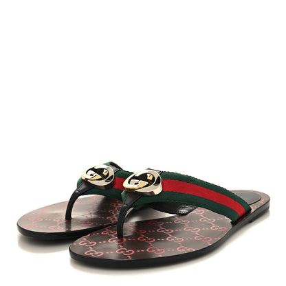 Gucci Canvas Web Womens Kika Thong Sandals 39.5 3 of 8