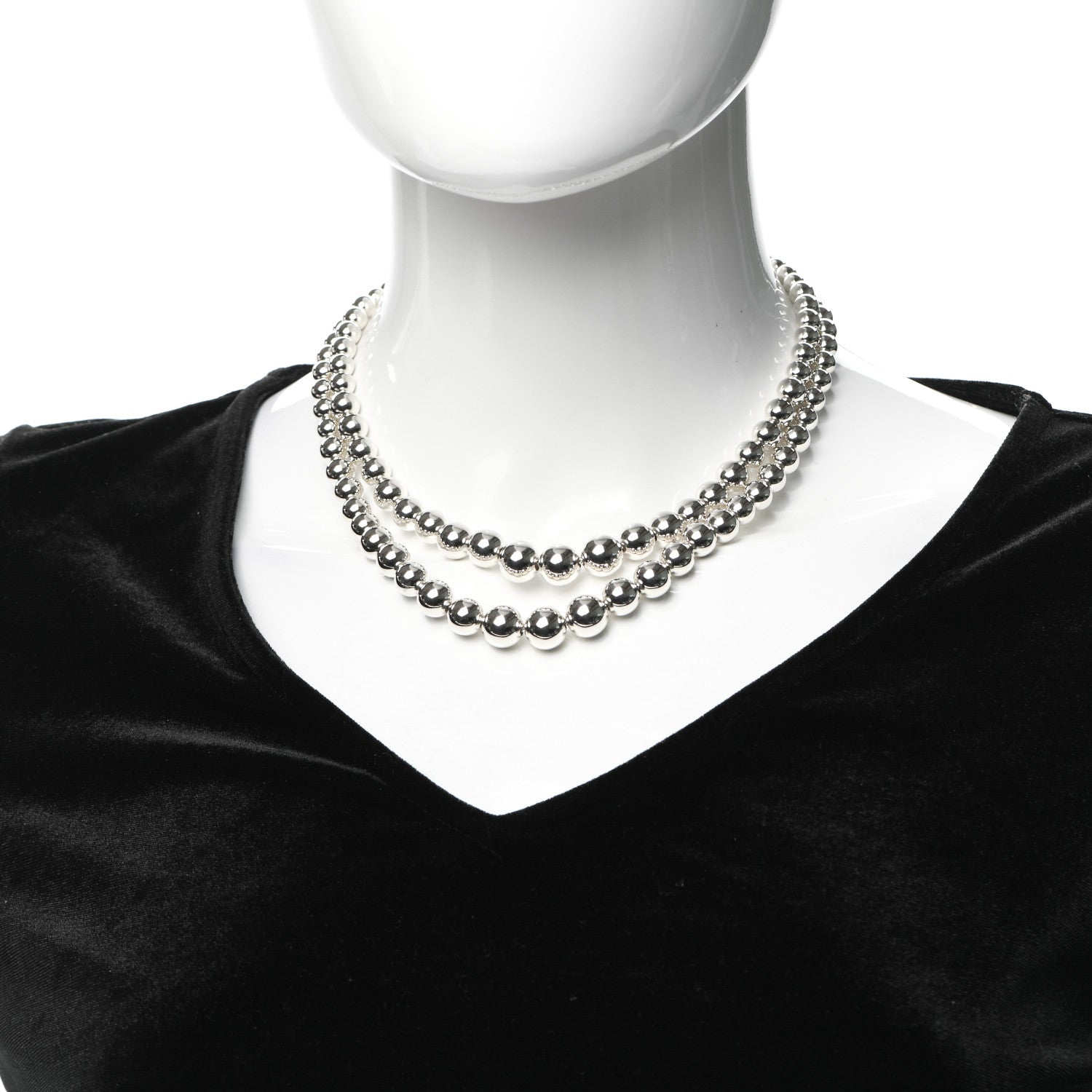 Tiffany Sterling Silver HardWear Graduated Ball Two-Row Necklace 2 of 6