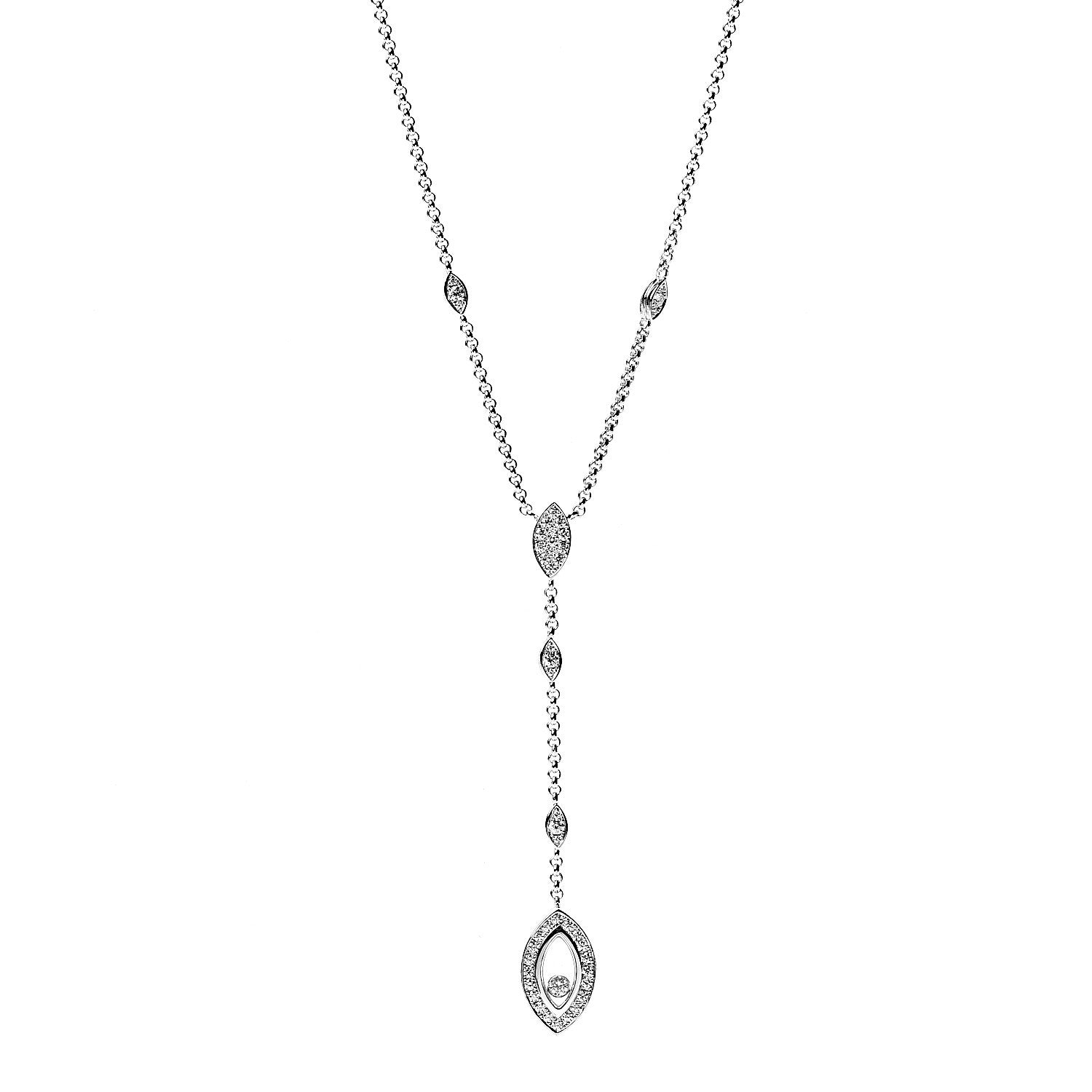Chopard 18K White Gold Diamond Happy Diamonds Drop Pendant Necklace 1 of 3