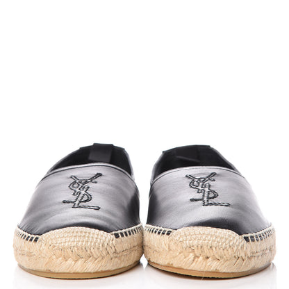 Saint Laurent Lambskin Mens Monogram Espadrilles 39 Black 2 of 9