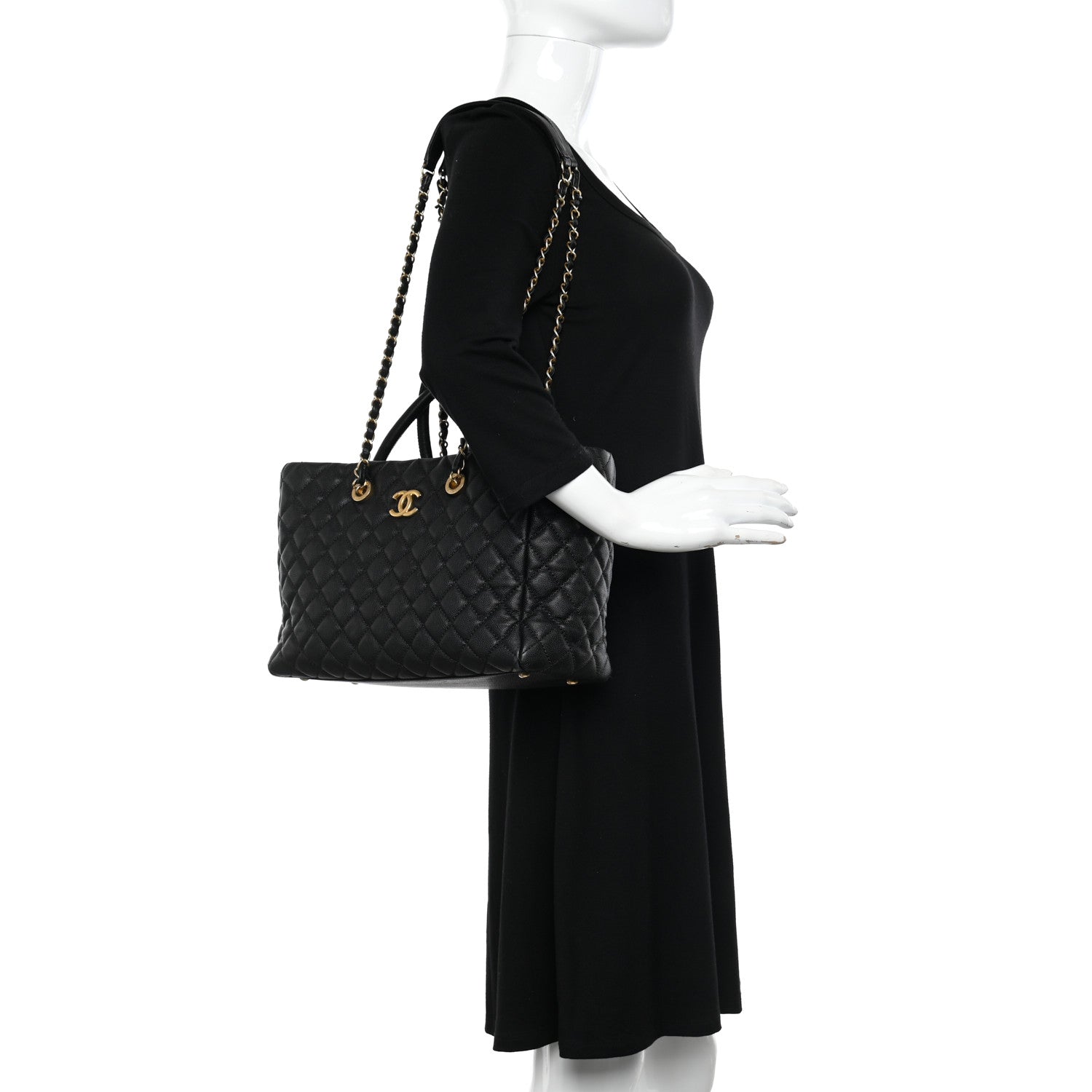 Chanel Caviar Quilted Coco Handle Shopping Tote Black 2 of 11
