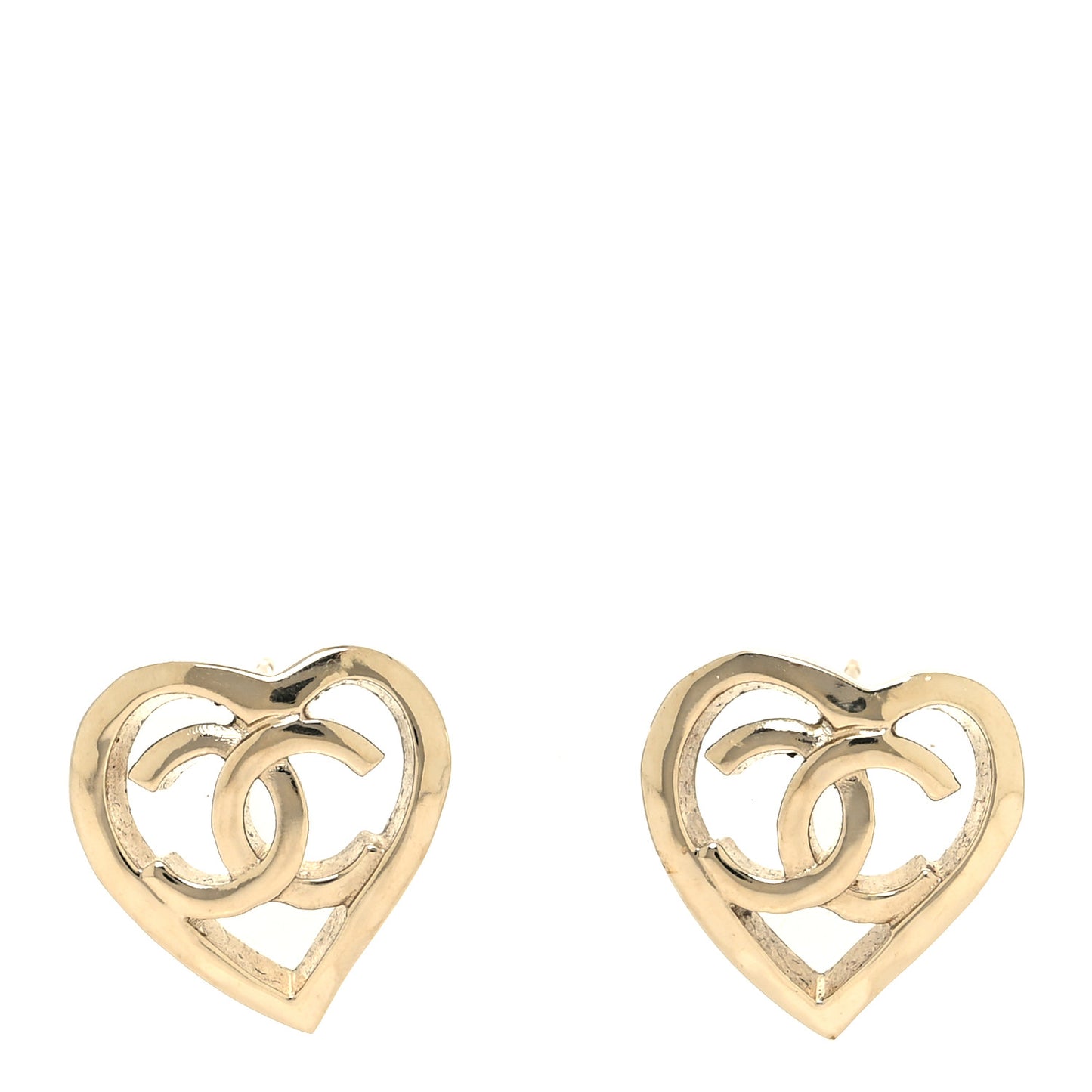 Metal CC Heart Coco In Love Earrings Gold