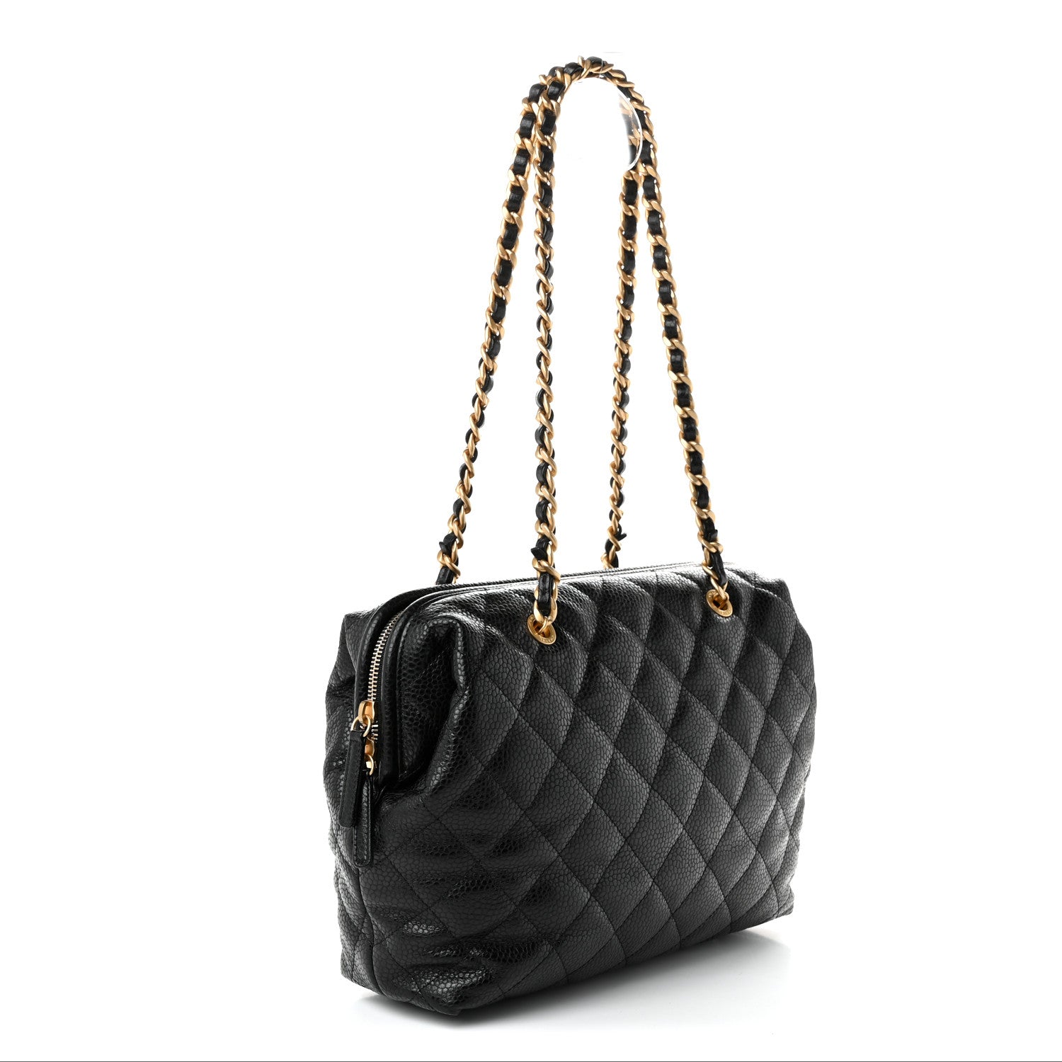 Chanel Shiny Caviar Quilted Large Bowling Bag Black 3 of 10
