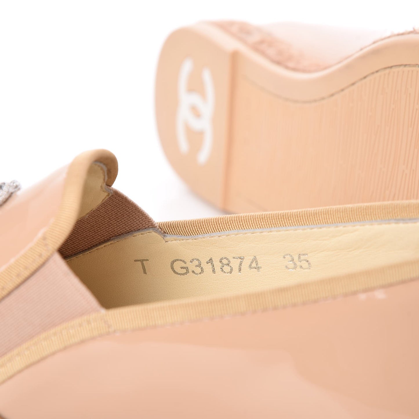 Patent CC Loafers Espadrille 35 Beige
