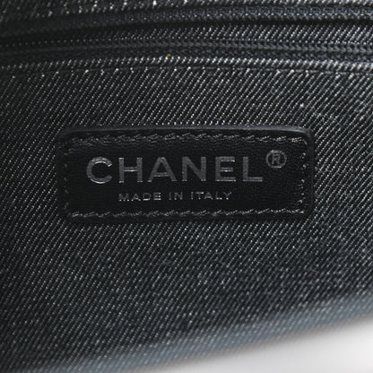 Chanel Striped Canvas CC Shopping Tote Black White 8 of 9