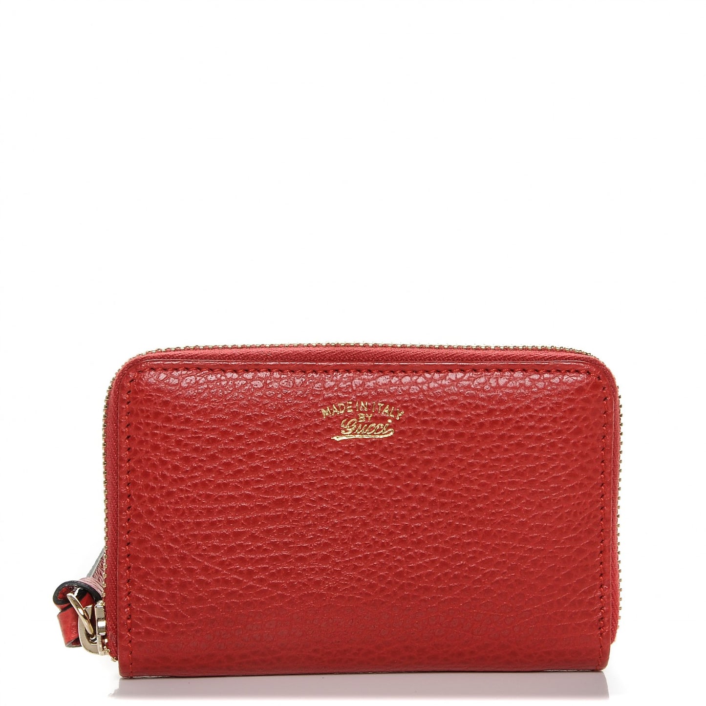 Dollar Calfskin Swing Zip Around Card Case Red