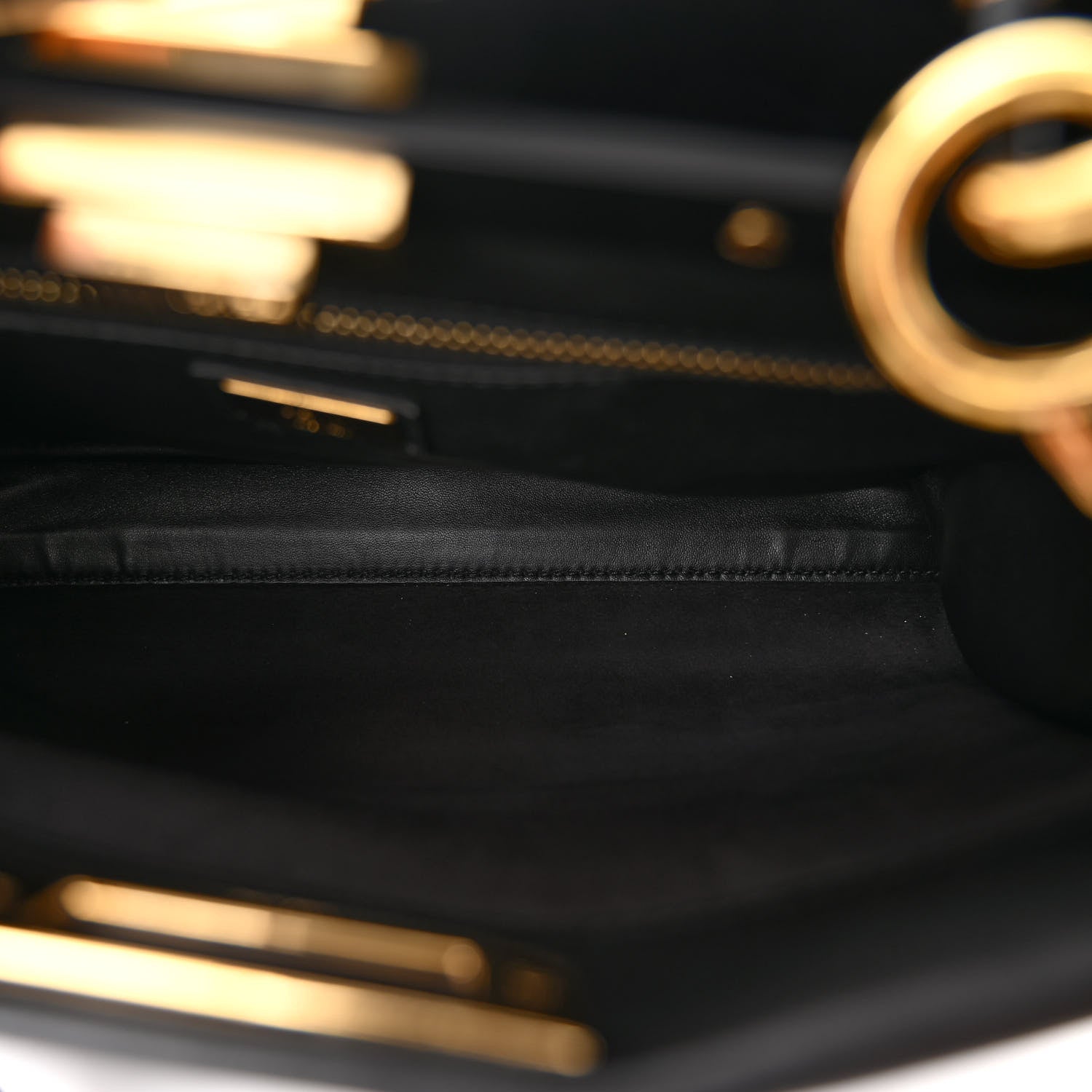 Fendi Vitello Seta Shiny Nappa Medium Peekaboo Iconic Satchel Black 5 of 10