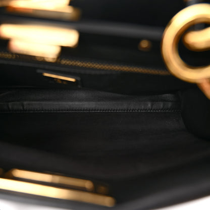 Fendi Vitello Seta Shiny Nappa Medium Peekaboo Iconic Satchel Black 5 of 10