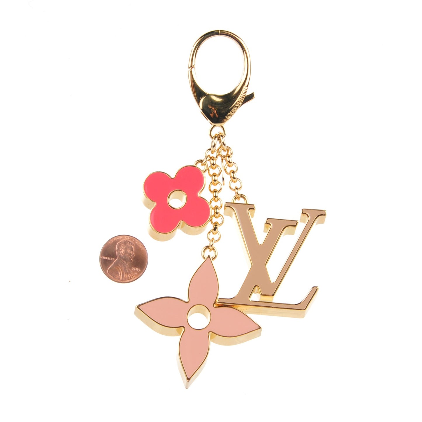 Fleur De Monogram Bag Charm Pink