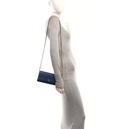Prada Saffiano Metal Oro Chain Wallet Bleuette 2 of 10