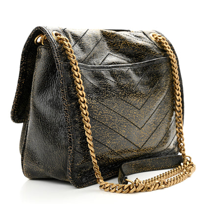 Saint Laurent Crinkled Calfskin Matelasse Monogram Medium Niki Chain Satchel Black Ocra 3 of 10