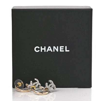 Chanel Metal Crystal CC Hoop Drop Earrings Gold 4 of 4