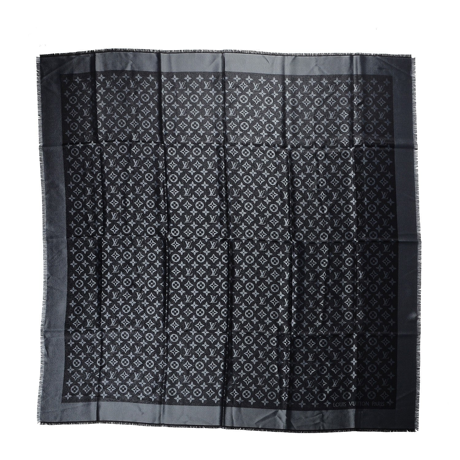 Louis Vuitton Silk Lurex Wool Monogram Shine Shawl Black 1 of 4
