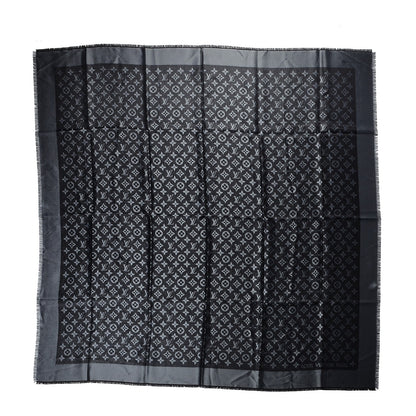 Louis Vuitton Silk Lurex Wool Monogram Shine Shawl Black 1 of 4
