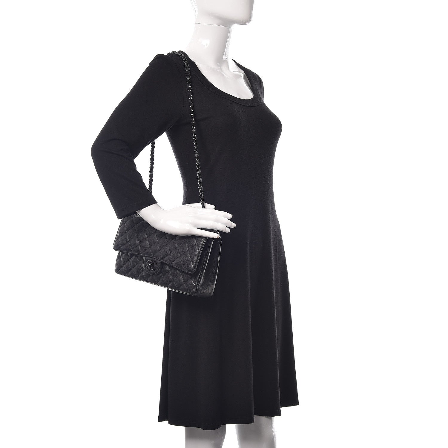 Chanel Crumpled Calfskin Quilted Medium Double Flap So Black 3 of 16