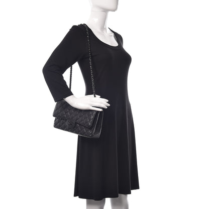 Chanel Crumpled Calfskin Quilted Medium Double Flap So Black 3 of 16